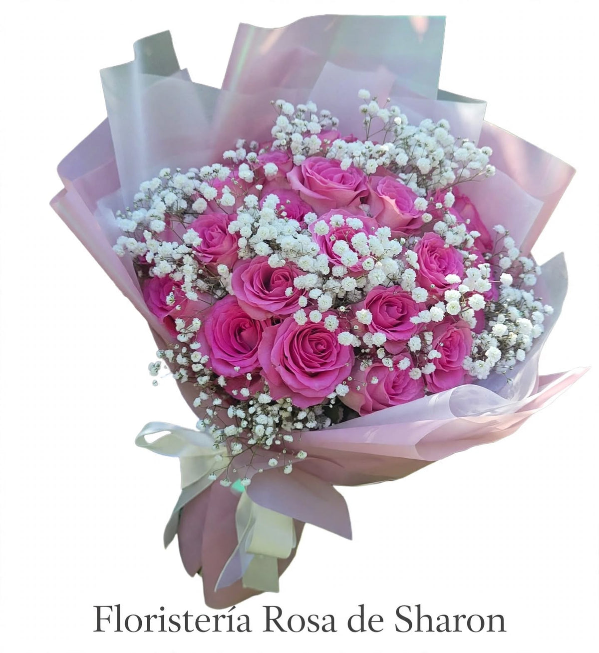 Bouquet Elegante de Rosas Fucsias con Perlas y Papel Coreano 💖✨