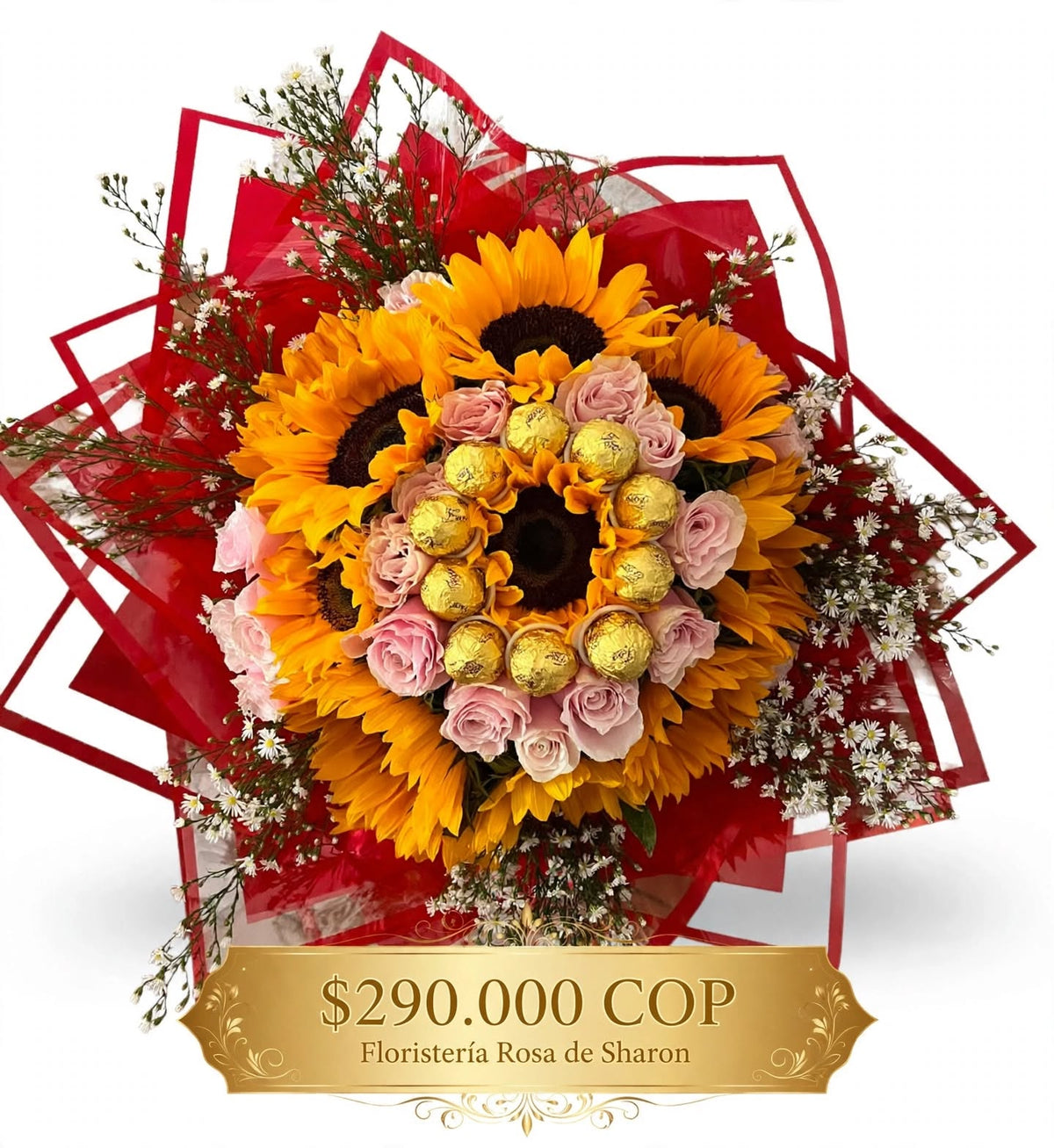 Sorpresa de Sol y Oro: Girasoles Radiantes con Gema de Bombones Ferrero 🌻💍
