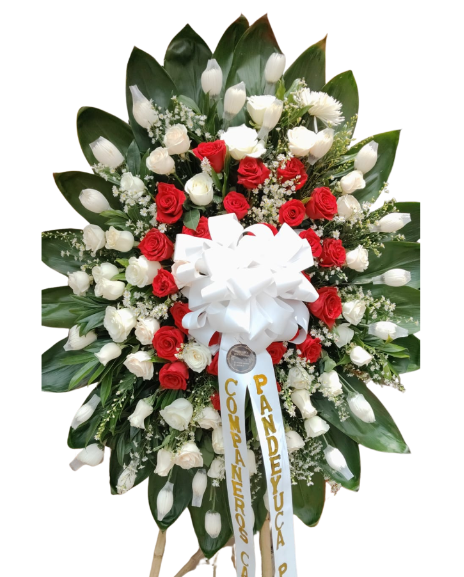 Funeral Bouquet of White and Red Roses 🕊️🌹