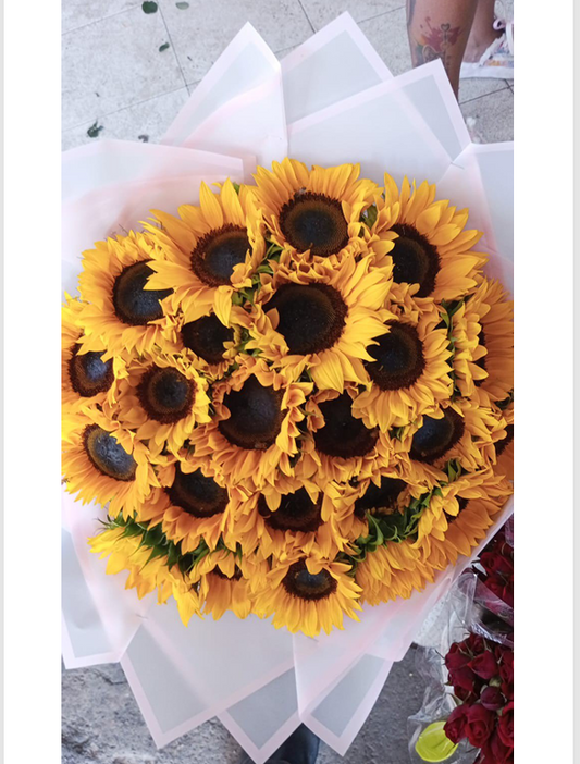 Premium Bouquet of 24 Sunflowers in Korean Paper 🌻✨