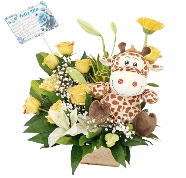 Celebrando una Nueva Vida: Lirios, Rosas y Peluche 🍼🧸🌷