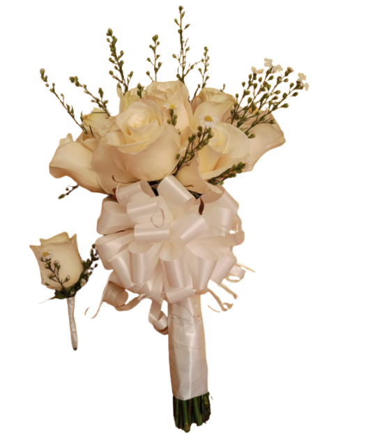 Ramo de Novia Clásico y Boutonniere a Juego para el Novio 💍🌿